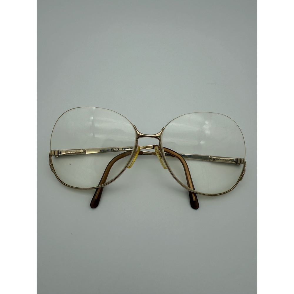 Vintage Safilo Elasta Lady 4509 Gold Oversized Butterfly Eyeglass Frames Italy